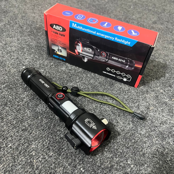 5-in-1 Rechargeable Flashlight and Power Bank with 1KM Range for Long-Distance Illumination and Charging