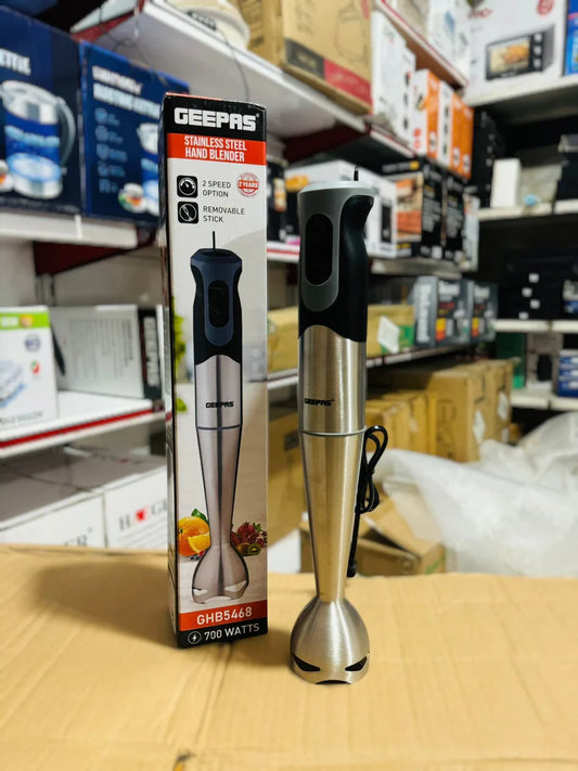 Geepas 700W Stainless Steel Hand Blender-5468 for Powerful Blending, Mixing, and Pureeing with Durable Design