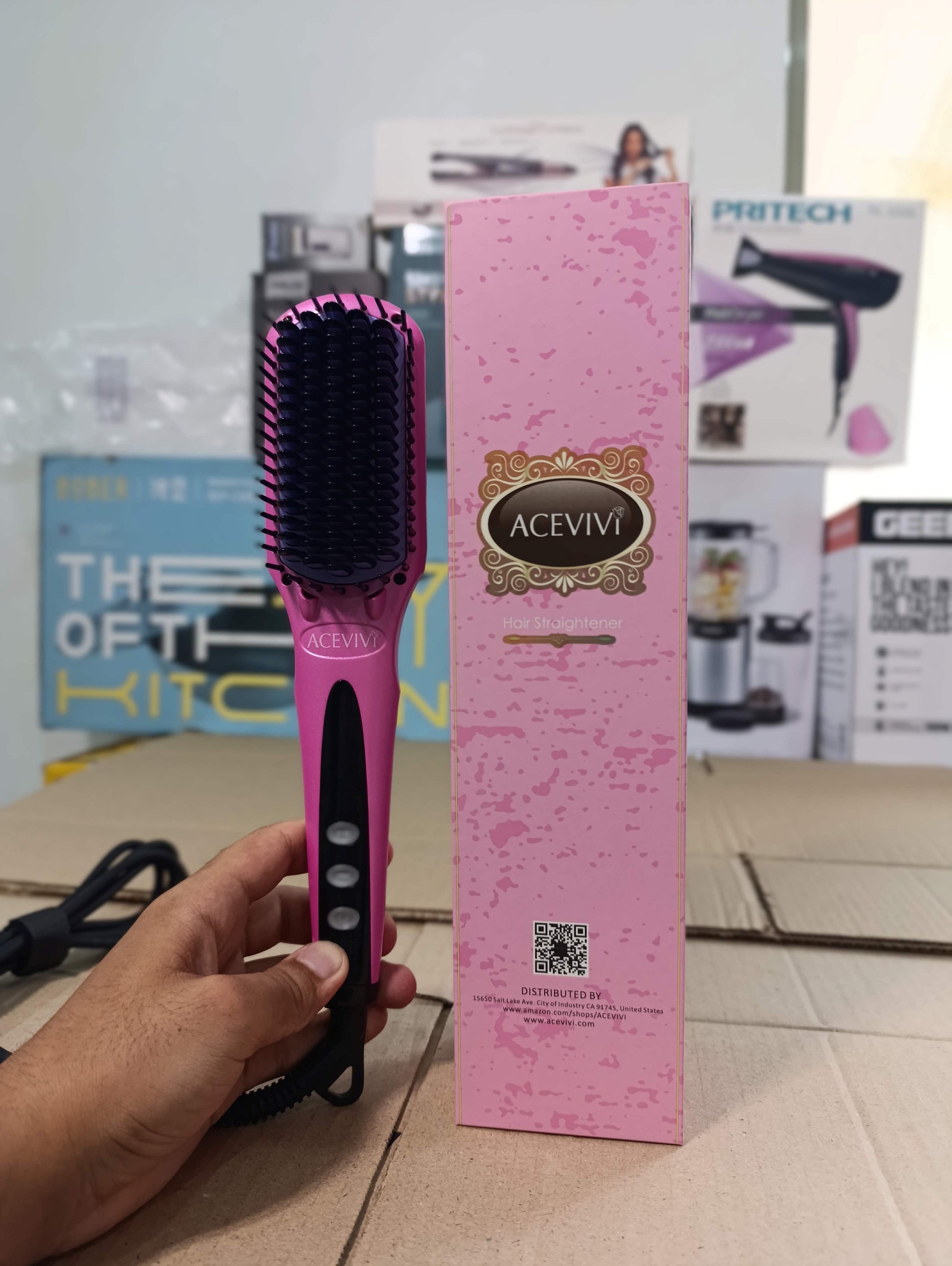 Amazon Lot Imported Acevivi Hair Straightener Brush for Fast, Smooth, and Frizz-Free Hair Styling