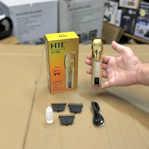 HTC Rechargeable Trimmer AT-566 for Smooth Grooming with Cordless Convenience and Durable, Precision Blades