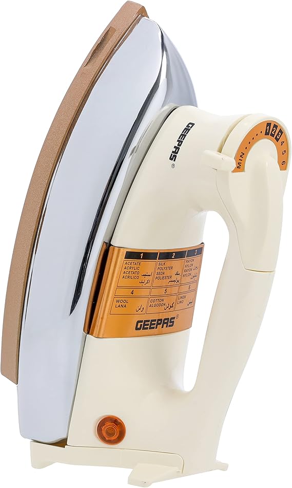 Geepas 1000W Heavy Dry Iron-2750 for Efficient Wrinkle Removal with Durable and Lightweight Design