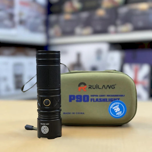 P90 1KM Range Flashlight for Long-Distance Illumination with High-Power Beam and Durable Design